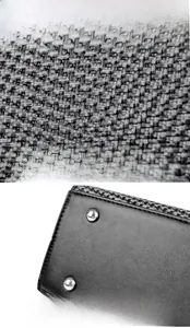 Détails du tissu résistant et des rivets métalliques de protection sous le sac