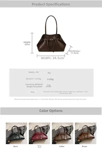 Detailed dimension chart and color options for the oil wax leather tote bag model