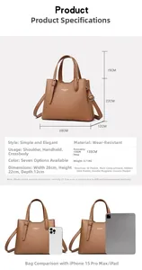 Size chart showing dimensions 28x22x12cm for this vintage tote bag and iPad comparison