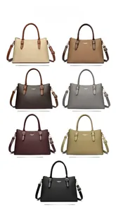 Detailed grid view showing seven colors of the woven tote bag with adjustable straps
