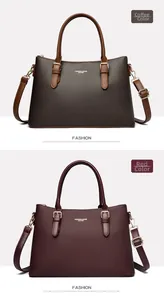 Detail of coffee and deep red tote bags with fine diagonal woven texture and metal straps