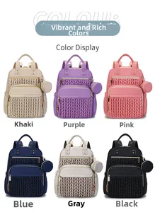 Detailed overview of the six available colors and textured patterns of this stylish backpack