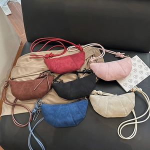 Borsa A Tracolla Mezzaluna Da Donna In Finta Pelle Scamosciata Forma A Croissant Tracolla Con Nodi Borsa A Spalla Minimalista