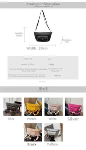 Detailed size guide and specifications for the versatile PU leather crescent waist bag