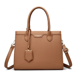 Women Lychee Pattern PU Leather Tote Bag Large Capacity Shoulder Crossbody Handbag Retro Versatile Work Travel