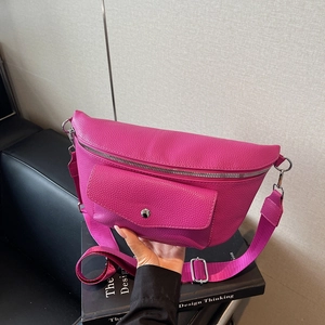 Chic magenta lychee pattern fanny pack with adjustable wide strap for daily commute