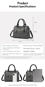 Boston bag dimensions: 29x26x15 cm with adjustable strap and interior compartments