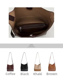 Vue détaillée du grand ensemble de sacs seaux en couleurs café, noir, kaki et marron
