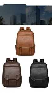 Detailed comparison of vintage PU leather backpacks in light brown, dark brown, and black