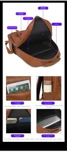 Detail view of large capacity backpack compartments showing interior storage for iPad and tech