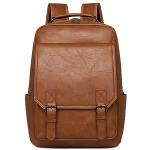 Retro PU Leather Backpack Large Capacity Business Travel Bag With Luggage Strap For Men Women Vintage Flip Cover