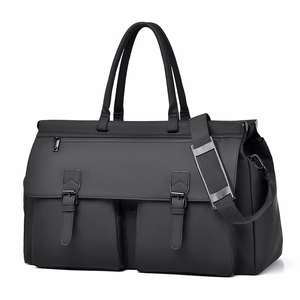 Large capacity black waterproof men's travel duffle bag with adjustable shoulder strap