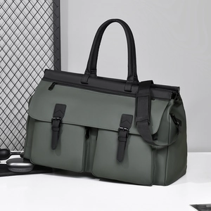 Army green large capacity travel bag with waterproof nylon fabric and adjustable strap