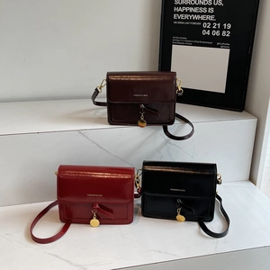 Women PU Leather Small Square Bag Flap Magnetic Buckle Adjustable Strap Shoulder Crossbody Handbag For Commute Trendy Simple