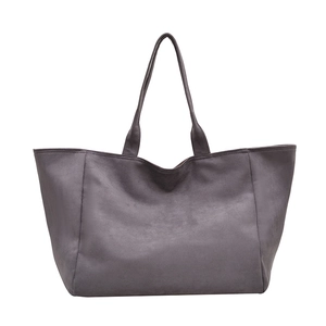 Minimalist large leopard print canvas tote bag in dark grey suede finish for winter 2025