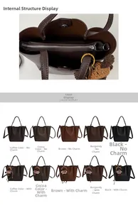 Internal zipper structure and five color options for this large capacity bucket tote bag