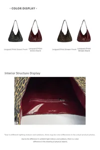 Detailed view of leopard print tote bag interior with red lining and magnetic closure