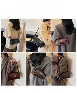 Collage of fashion crossbody bags in black, burgundy, and brown worn by a model
