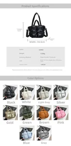 Guide des dimensions du sac cabas en duvet matelassé avec mesures de largeur et de hauteur