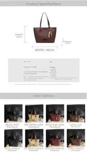 Detailed dimension chart showing 40cm width and 26cm height of the large tote bag