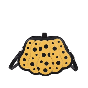 Borsa a tracolla alla moda a forma di zucca gialla con pois neri donna dal 2025