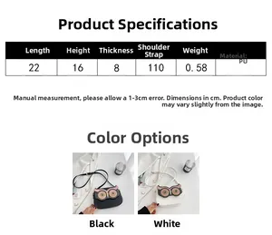 Spécifications techniques détaillées du sac à bandoulière chouette en cuir PU et tailles