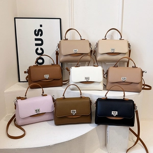 Women PU Leather Shoulder Bag Vertical Striped Texture Contrast Color Handbag Chic Versatile Crossbody With Metal Lock