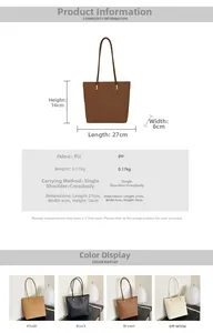 Tableau des tailles et options de couleurs pour cabas minimaliste en cuir souple