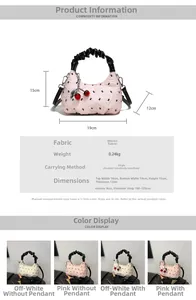 Detailed size chart and dimensions for the sweet cherry pendant crossbody handbag