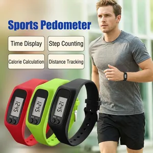 Silicone fitness tracker watch with LED display for steps, calories and distance tracking