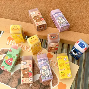 Cute cartoon sandwich eraser set featuring bear, duck, and astronaut patterns for students