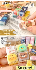 Detailed cross-section view of cute cartoon sandwich erasers with colorful patterns