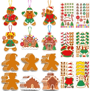 DIY Christmas gingerbread man and house sticker kit with festive decorative accessories