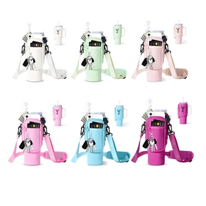 40oz Tumbler carrier bag set in six colors with phone pocket and adjustable strap
