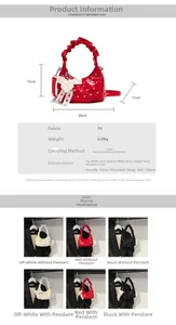 Size chart showing dimensions and PU fabric details for the ruched cloud handbag