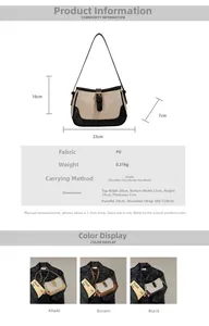 Detailed size specifications for the stylish PU leather shoulder bag with dimensions