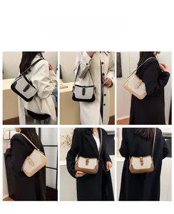 Three-color minimalist canvas and leather underarm bags displayed in lifestyle scenes