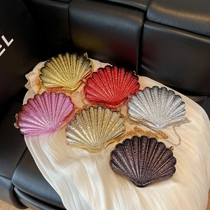 Sac De Soirée En Acrylique En Forme De Coquille Pochette Métallique Avec Bandoulière Chaîne Sac À Main Chic De Soirée