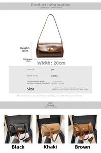 Detailed size specifications for the glossy PU leather crossbody bag with metal lock