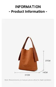 Detailed size chart for the brown vintage tote bag showing 31cm width and 37cm height