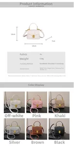 Detailed size chart and color comparison of the litchi pattern mini crossbody bag