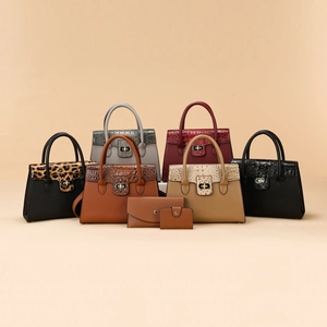Sac À Main Portefeuille Et Porte-Cartes Femme Cuir PU Crocodile Léopard Rétro Mode Sac À Bandoulière