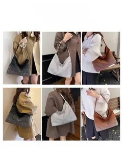 Collage of sparkling rhinestone shoulder bags in black, silver, and brown for different looks