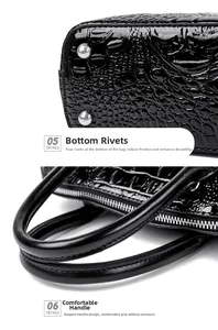 Détail de la texture serpent, rivets argentés au fond et poignée lisse du sac à main coquille