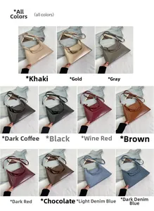 Collage of eleven minimalist crescent bags in diverse colors and premium textures
