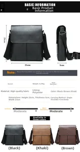 Detailed size specifications for vintage PU leather crossbody bag in black and brown