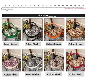 Size comparison of leopard print top handle box bags in 8 various colors and textures
