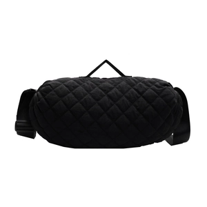 Large black quilted hobo bag with adjustable shoulder strap for travel and shopping
