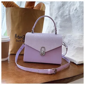 Lavender snake-print PU leather box bag with silver twist lock and elegant top handle