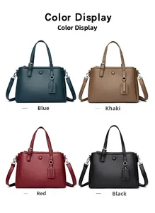 Quatre sacs bandoulière texturés en bleu, kaki, rouge et noir avec bandoulières